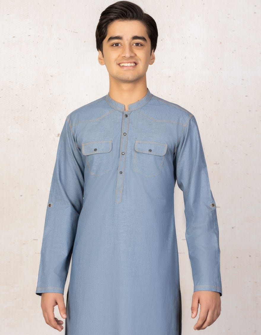 DENIM BLUE COTTON KURTA | JTK-A-40167