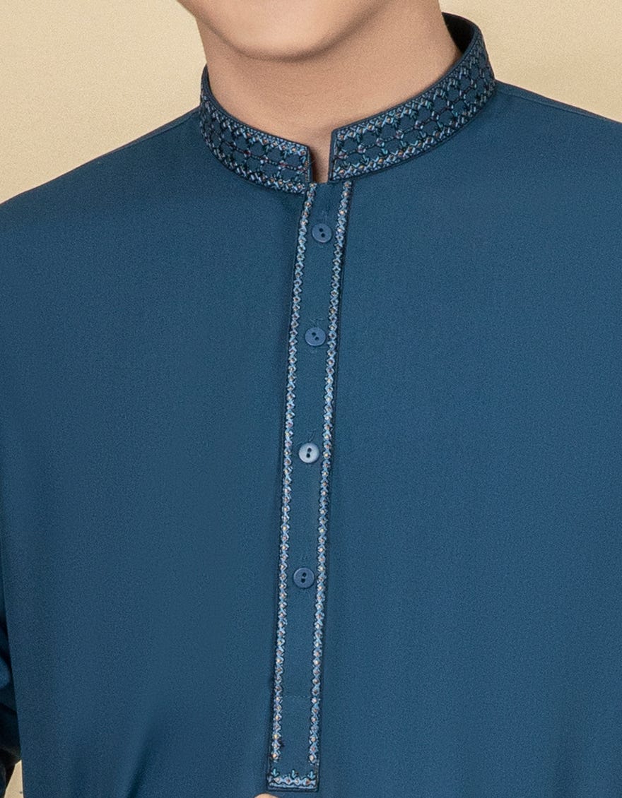 DULL BLUE BLENDED KAMEEZ SHALWAR | JCKS-S-41109