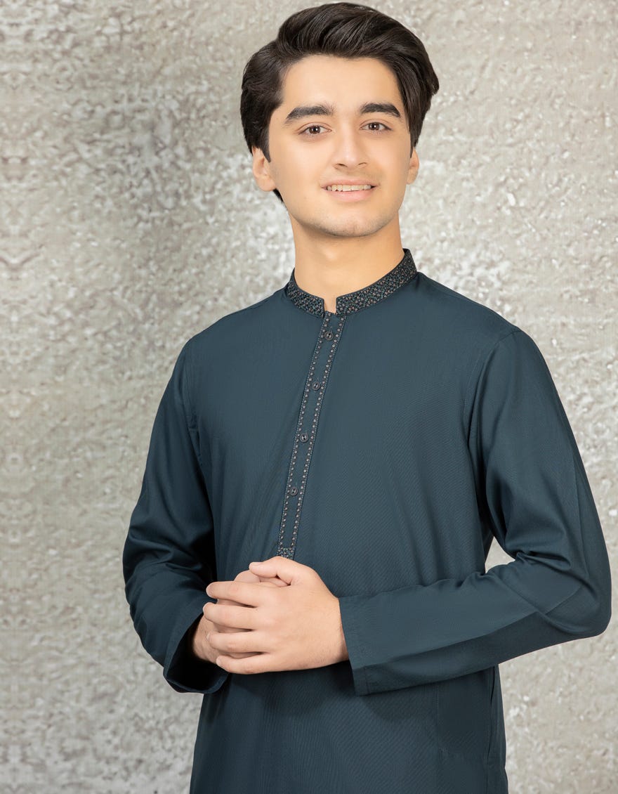 TEAL BLENDED KAMEEZ SHALWAR | JTKS-S-41110