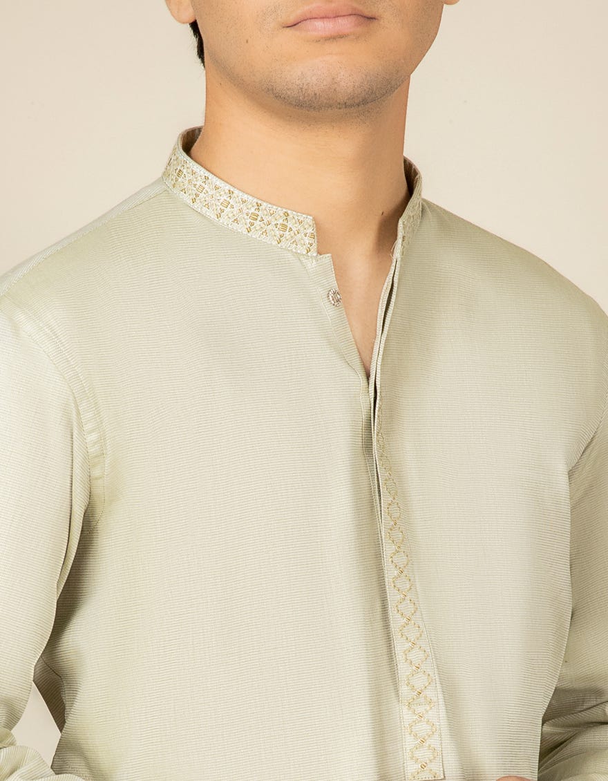 LIGHT GREEN COTTON KURTA PAJAMA | JTKP-S-41138