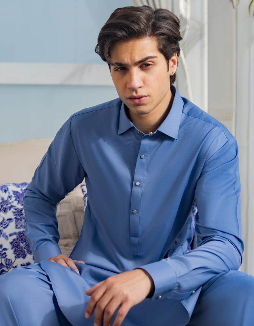 BLUE CASUAL KAMEEZ SHALWAR
