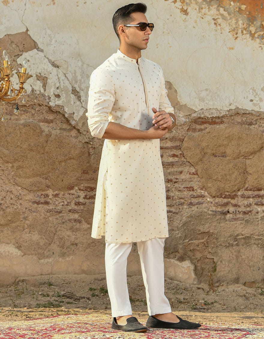 CREAM BLENDED KURTA | JJK-SP-42292