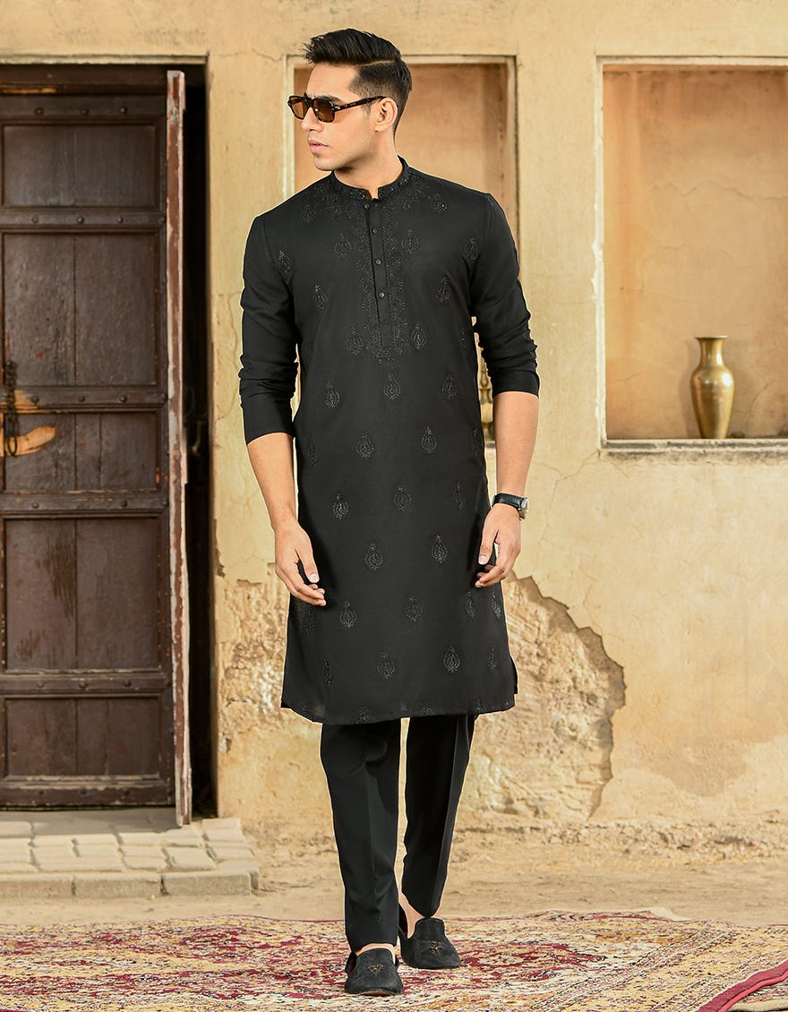 BLACK BLENDED SPECIAL KURTA | JJK-SP-42294