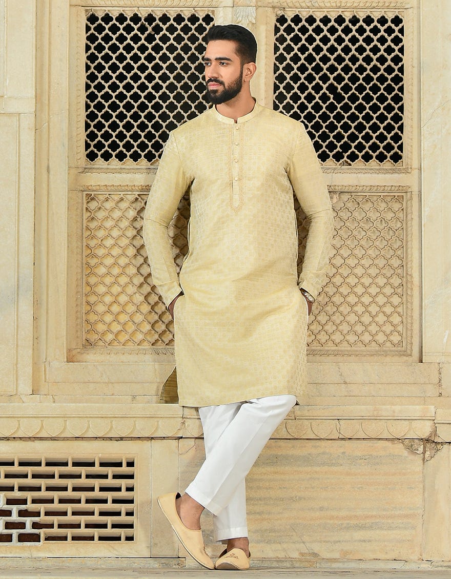 GOLD POLYESTER SPECIAL KURTA | JJK-SP-43041
