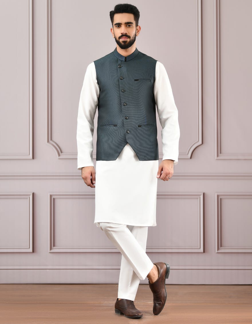 DARK TEAL WAISTCOAT | JJVC-44091