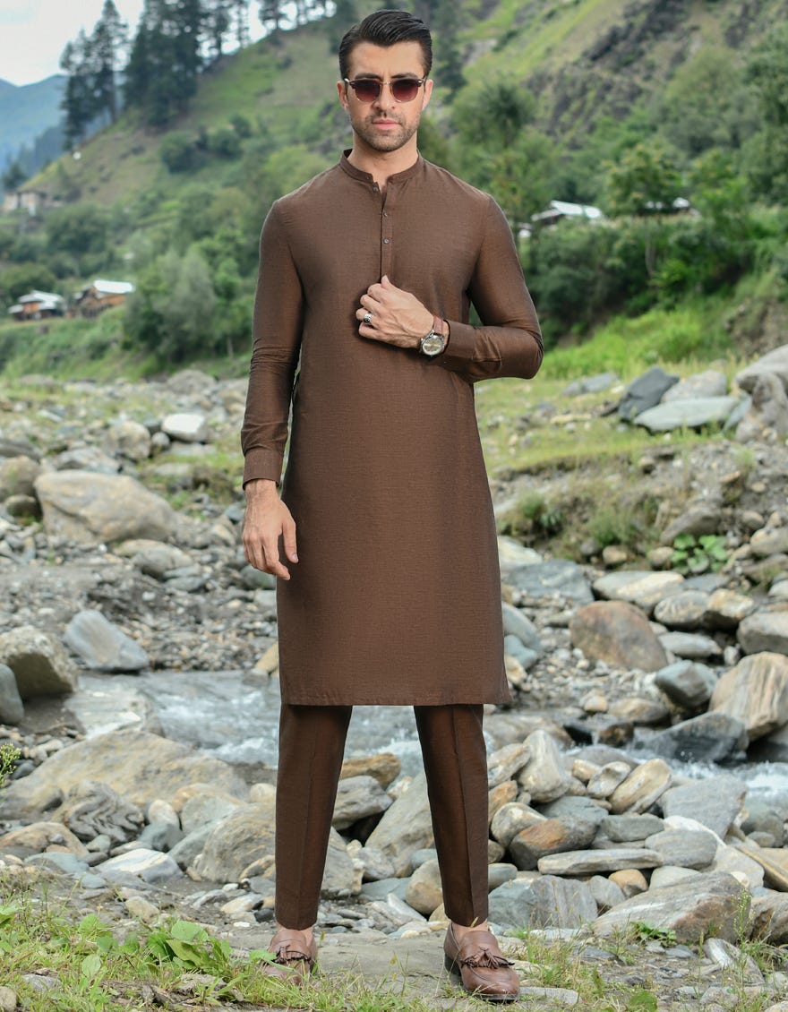 RUST BROWN COTTON KURTA PAJAMA | JJKP-45051