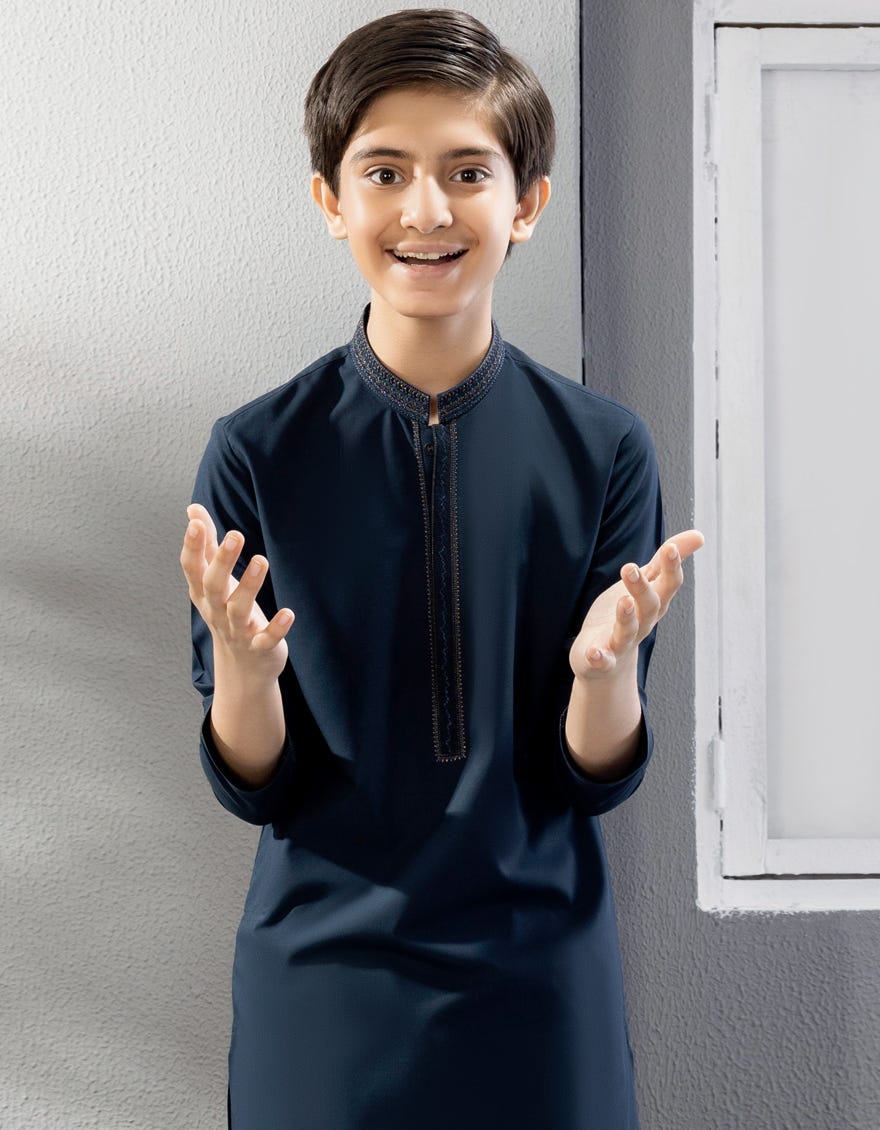 DARK BLUE BLENDED KAMEEZ SHALWAR | JCKS-S-46012