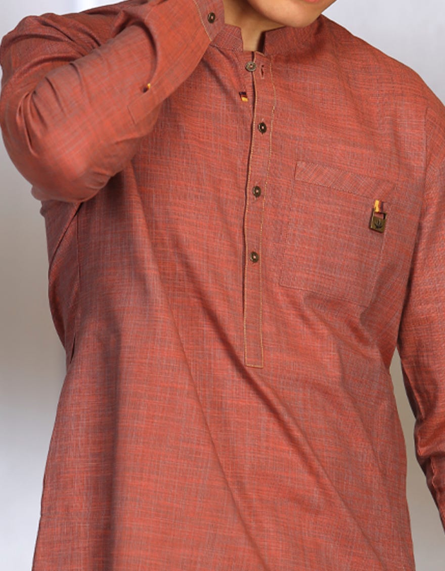 hatched-orange-cotton-kurta-jtk-w-46018