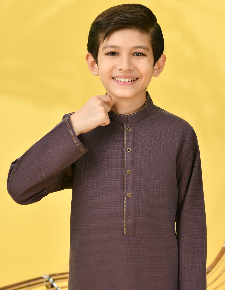 Purple Cotton Kid's Kurta | Jck-A-46231