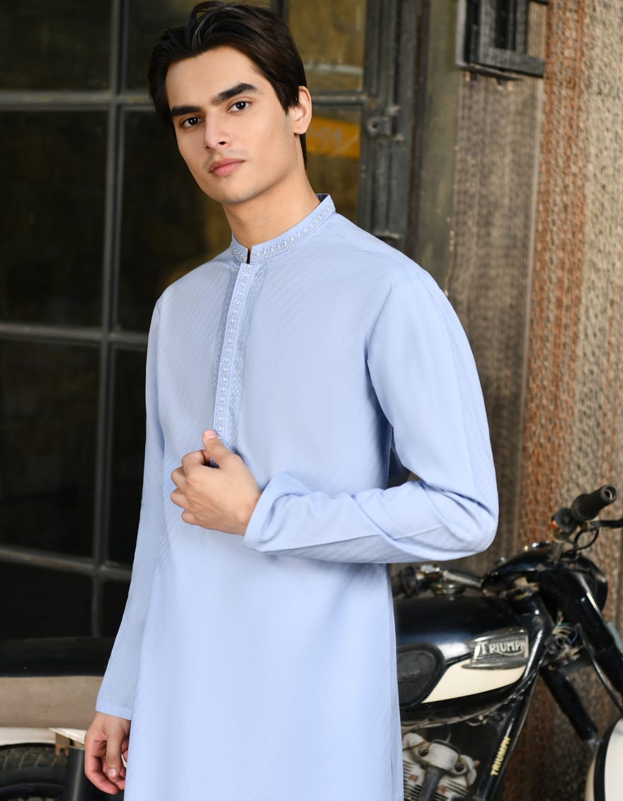 Blue Blended Teen Boy's Kurta | Jtk-S-46238
