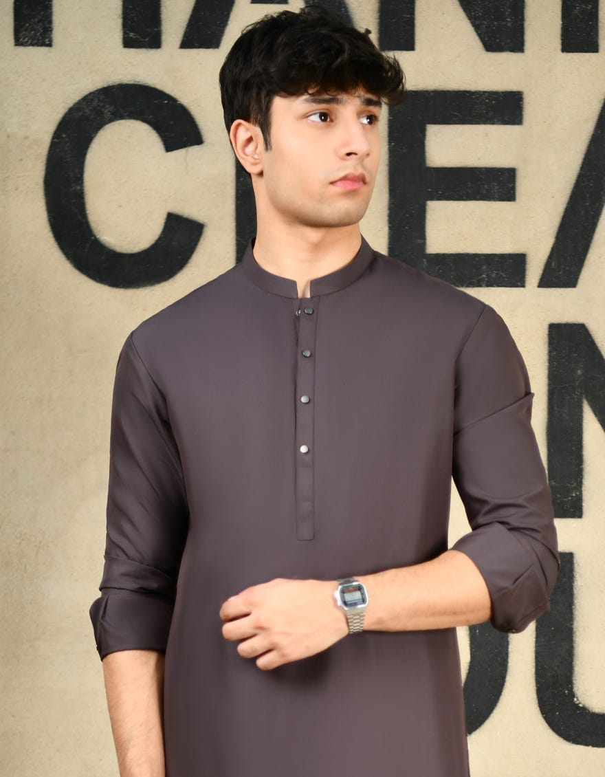 Brown Blended Teen Boy's Kameez Shalwar | Jtks-A-46241