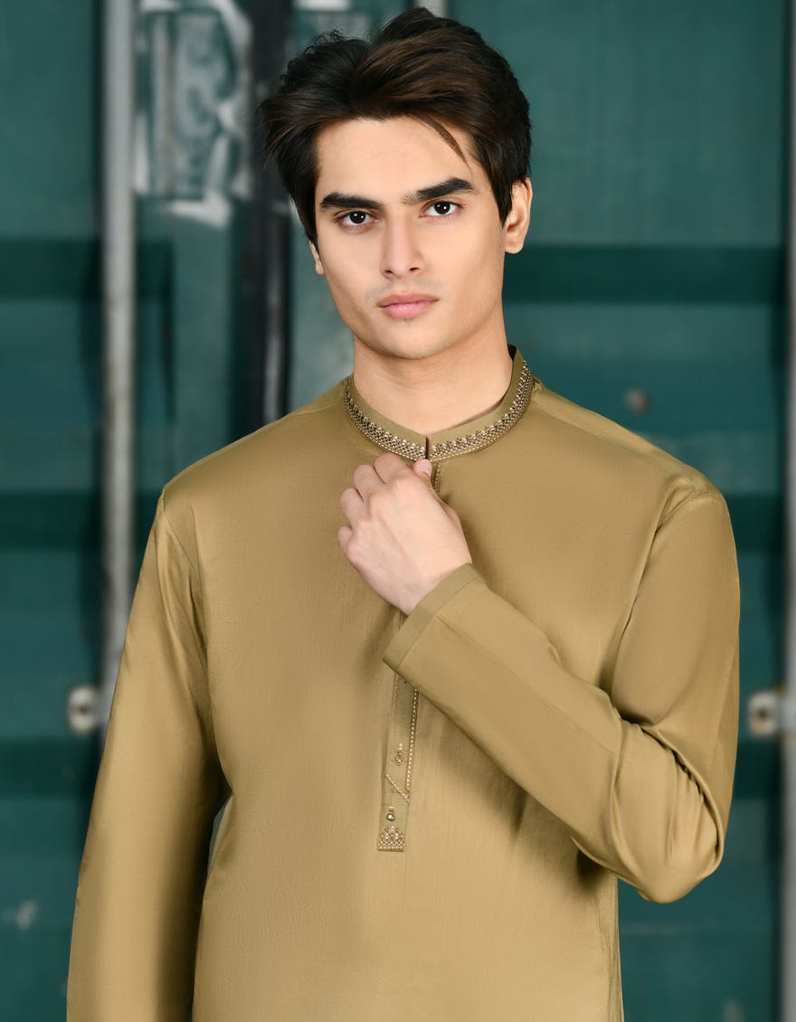 Light Brown Cotton Teen Boy's Kurta | Jtk-S-46246