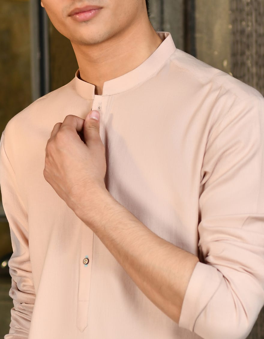 Peach Cotton Teen Boy's Kurta | Jtk-S-46253