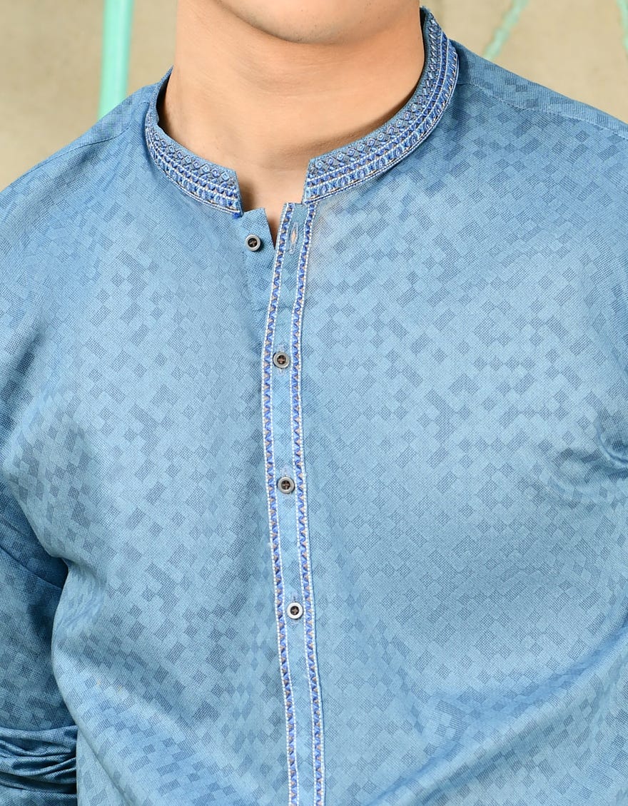 Light Blue Cotton Teen Boy's Kurta | Jtk-S-46262