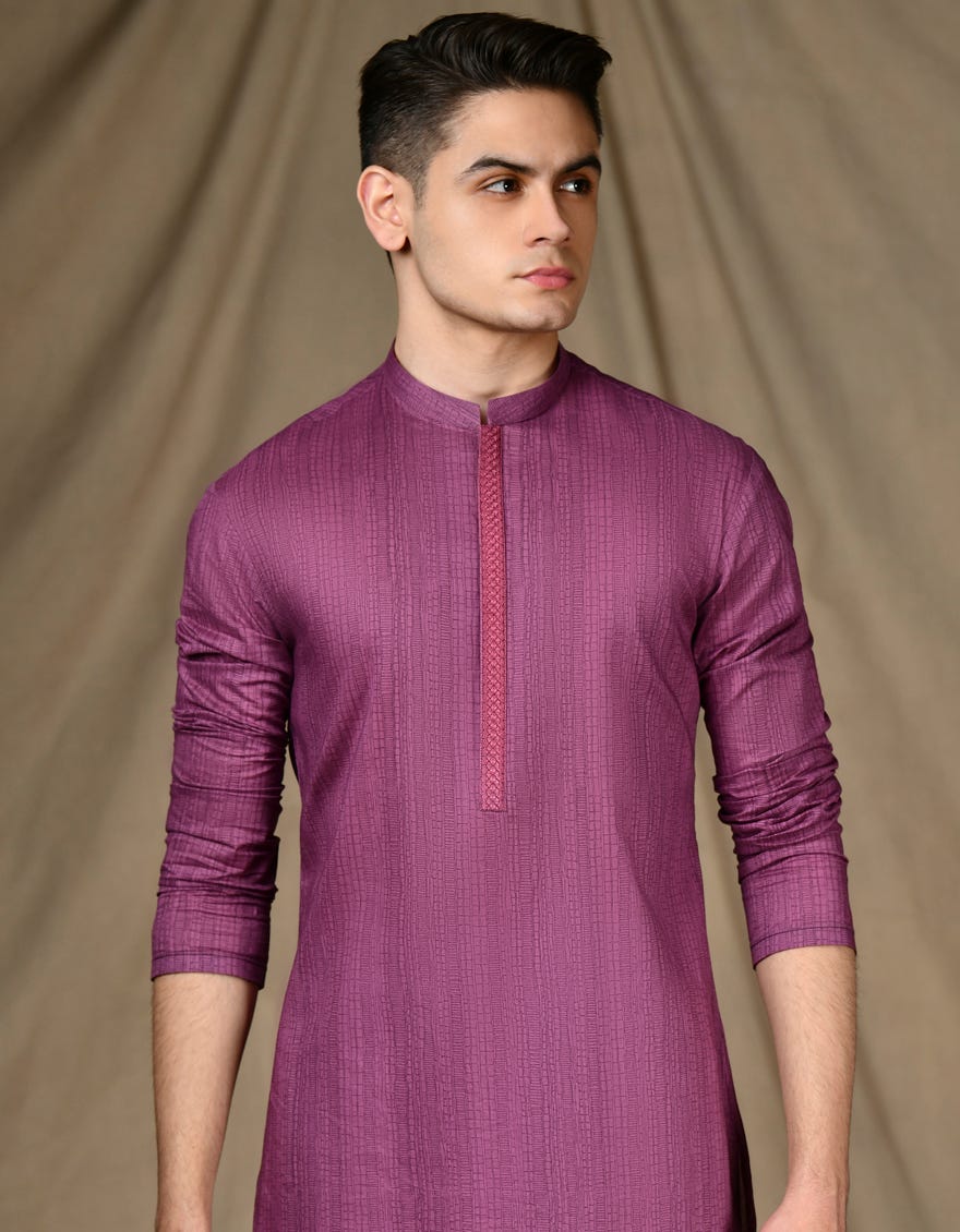 Purple Cotton Teen Boy's Kurta | Jtk-S-46311