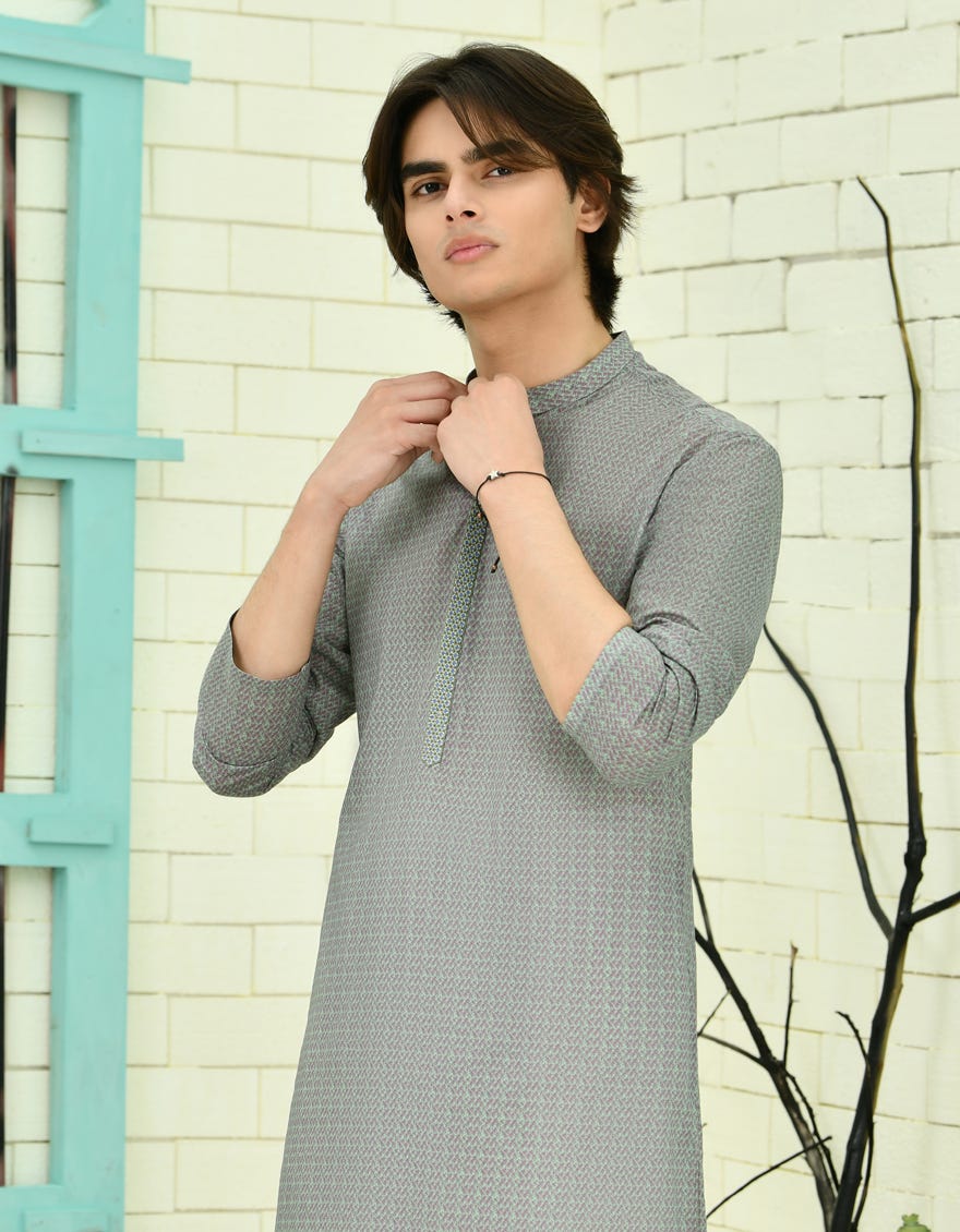 Green Cotton Teen Boy's Kurta | Jtk-S-46312