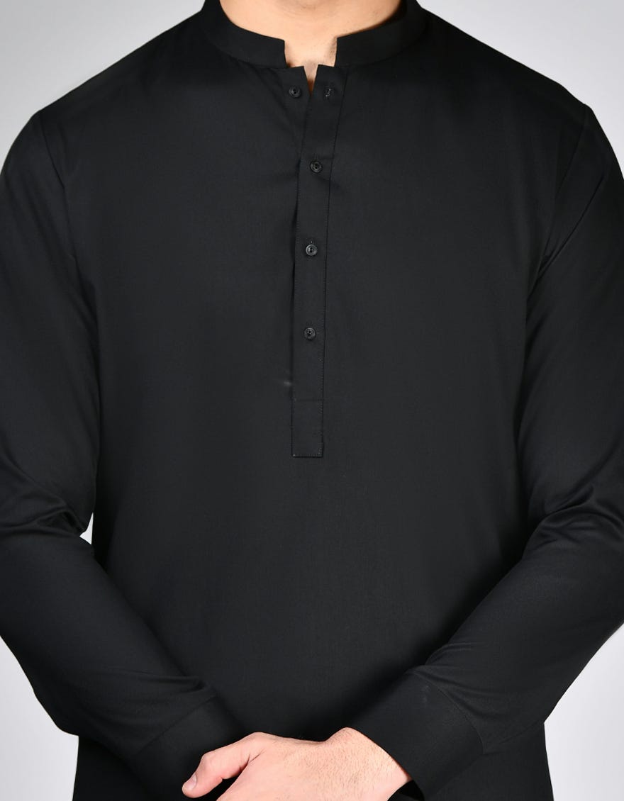 BLACK CVC KURTA PAJAMA | JJKP-A-46493