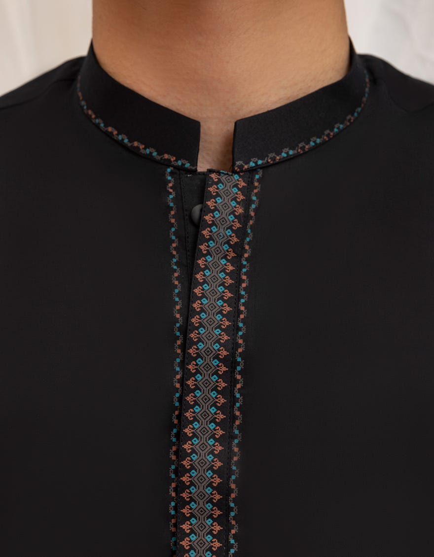 BLACK COTTON KURTA | JTK-A-46593