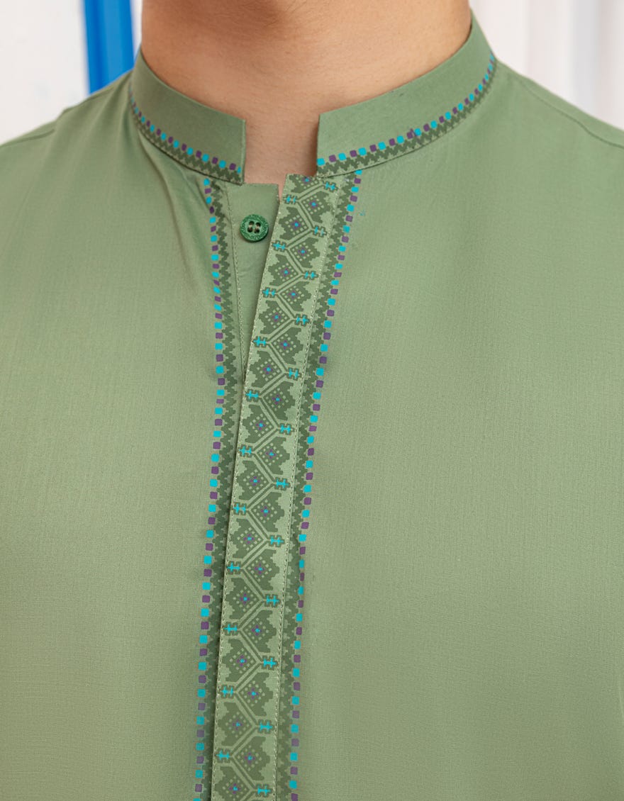 GREEN COTTON KURTA | JTK-A-46594