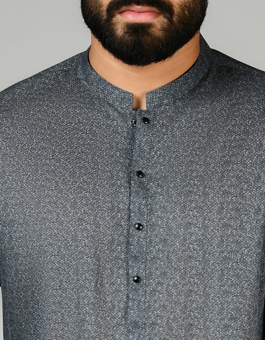 Dark Grey Cotton Men's Kurta | Jjk-S-47149
