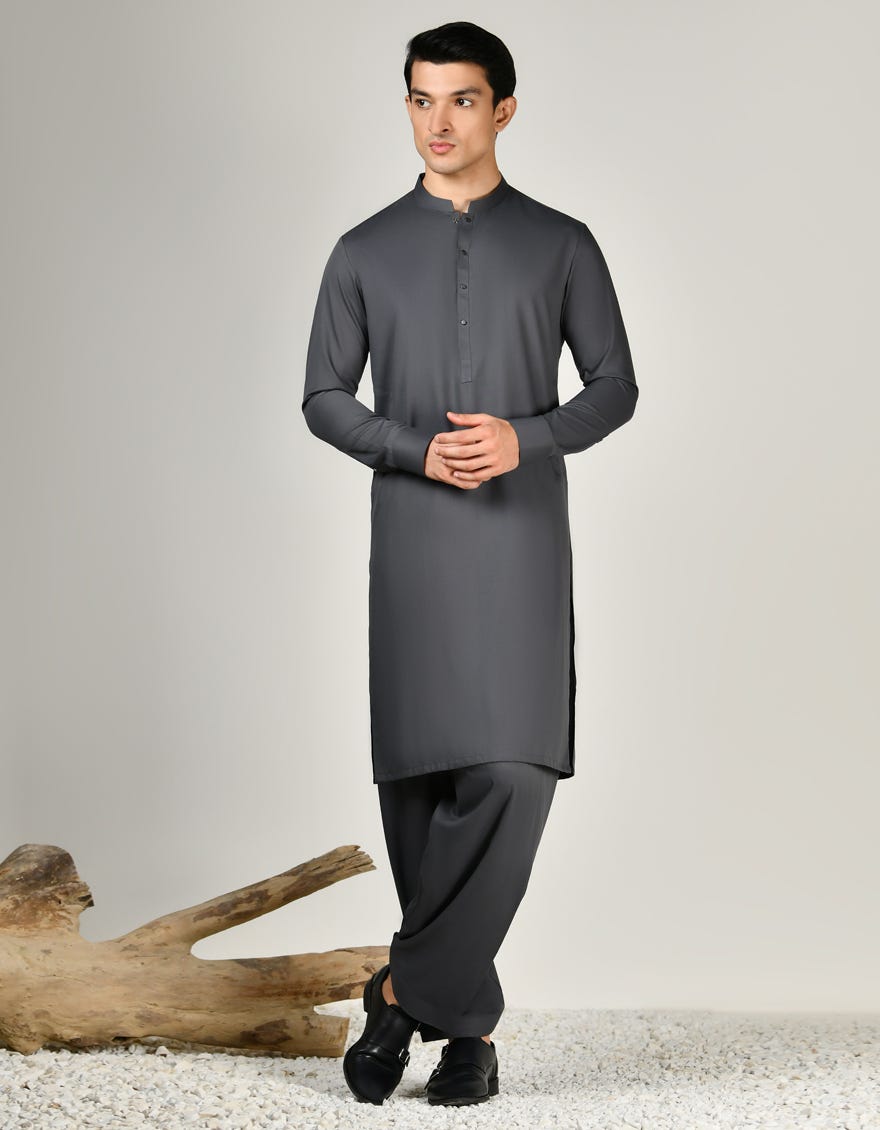 GREY BLENDED KAMEEZ SHALWAR | JJKS-A-47321