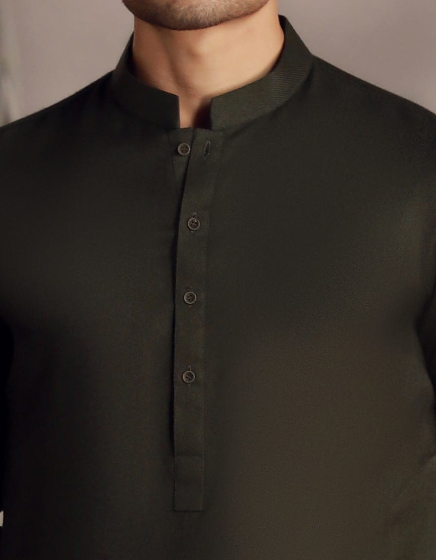 ARMY GREEN BLENDED KURTA PAJAMA | JJKP-W-47323