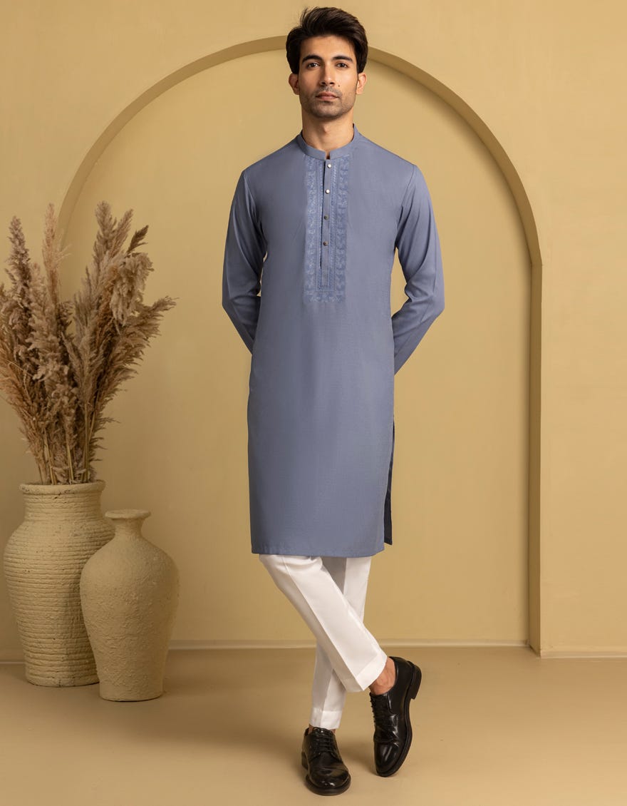 PIGEON BLUE BLENDED SEMI-FORMAL KURTA