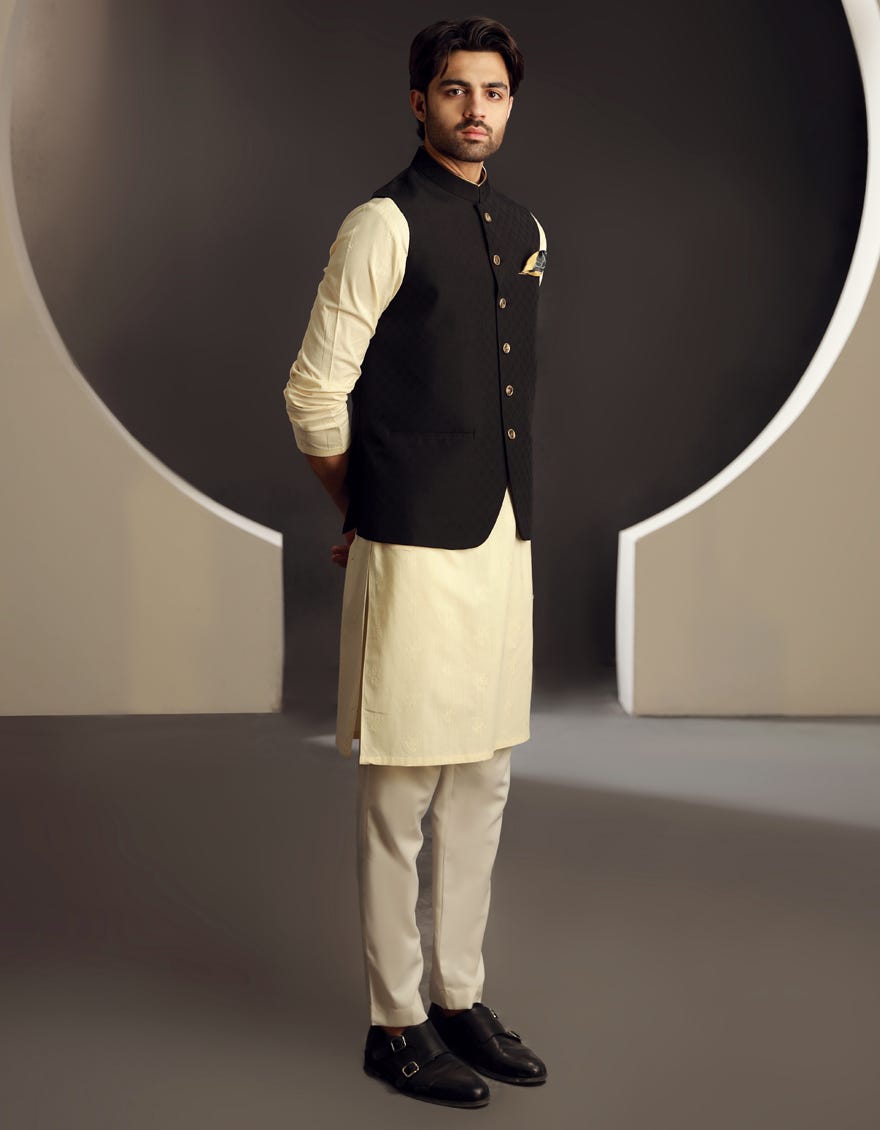 BLACK BLENDED WAISTCOAT | JJVC-A-48183