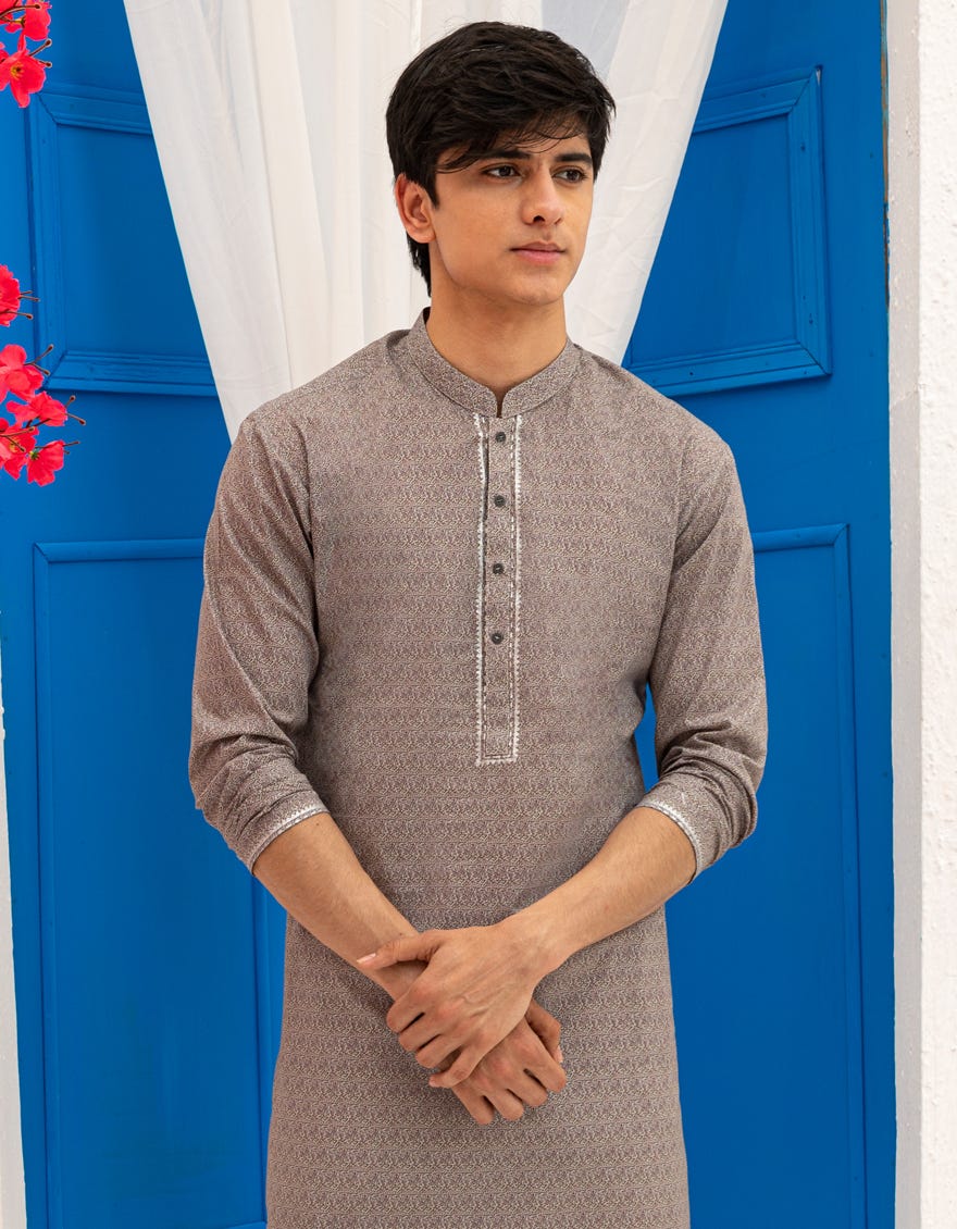 LIGHT GREY COTTON KURTA