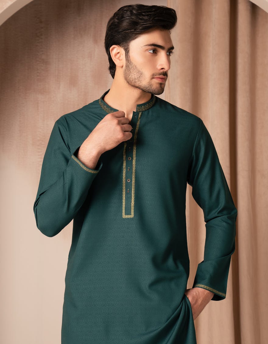 GREEN BLENDED FORMAL KURTA