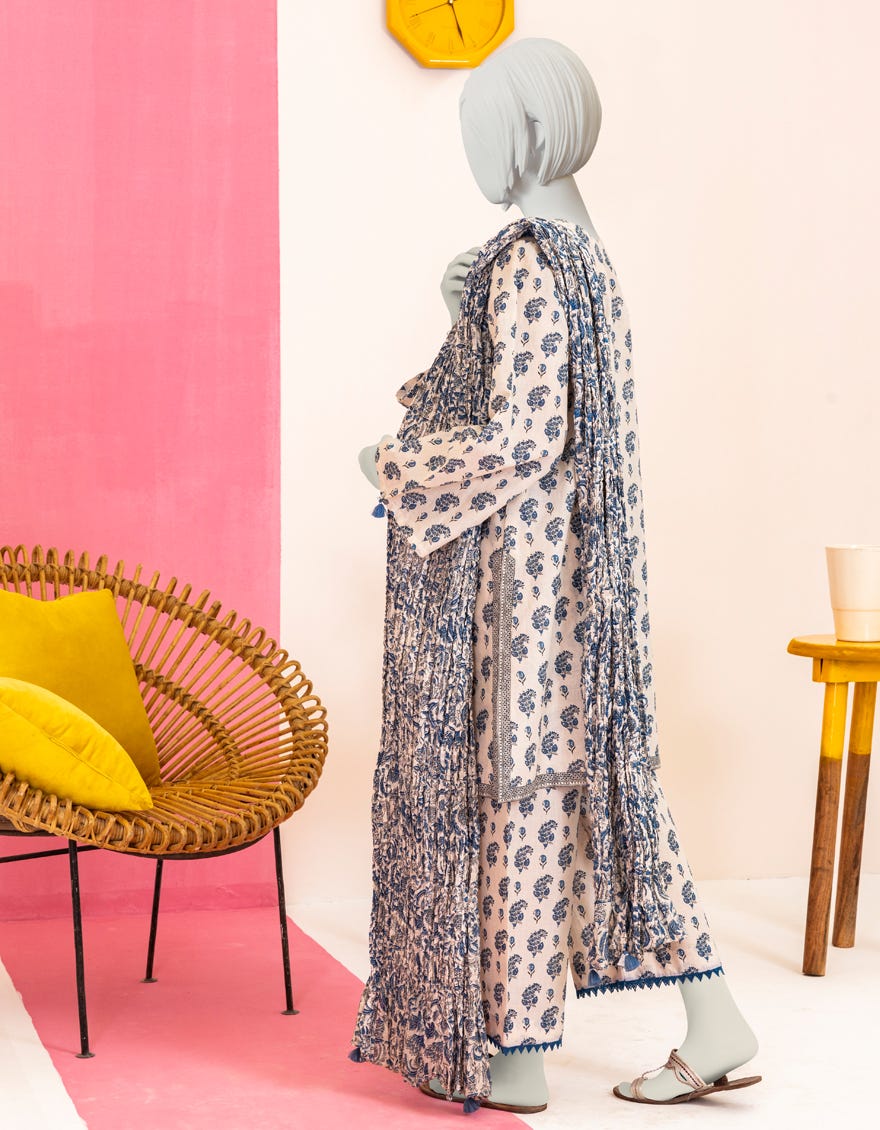 White-Blue Lawn Teens 3 Piece Stitched | Jgk-S-Ygtl-604-24