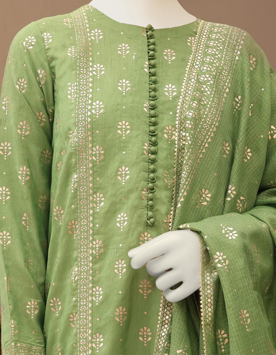 GREEN SILK TEENS 3PC | JGK-YGTL-W-628-22