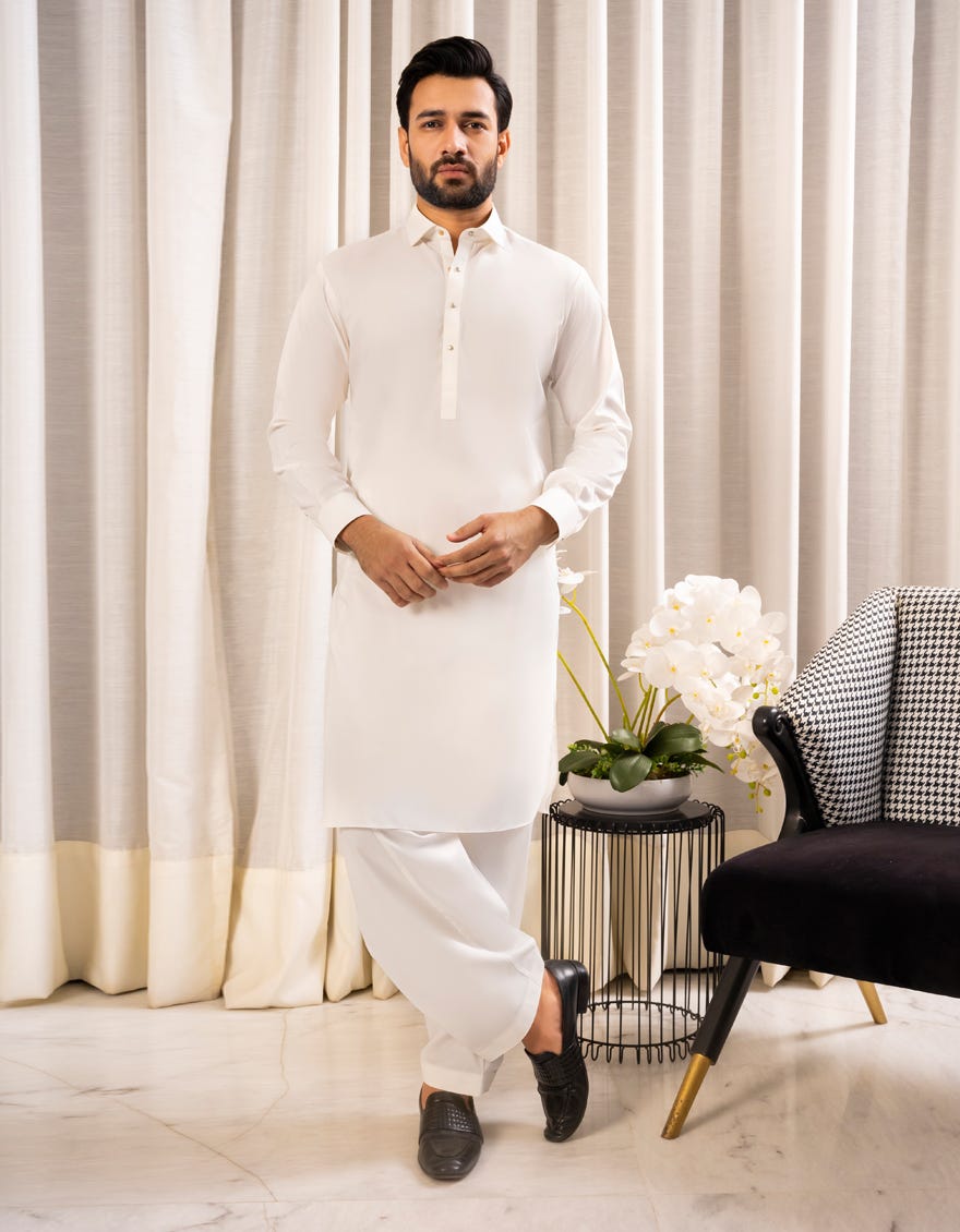 WHITE SIGNATURE KAMEEZ SHALWAR | JJKS-A-80007