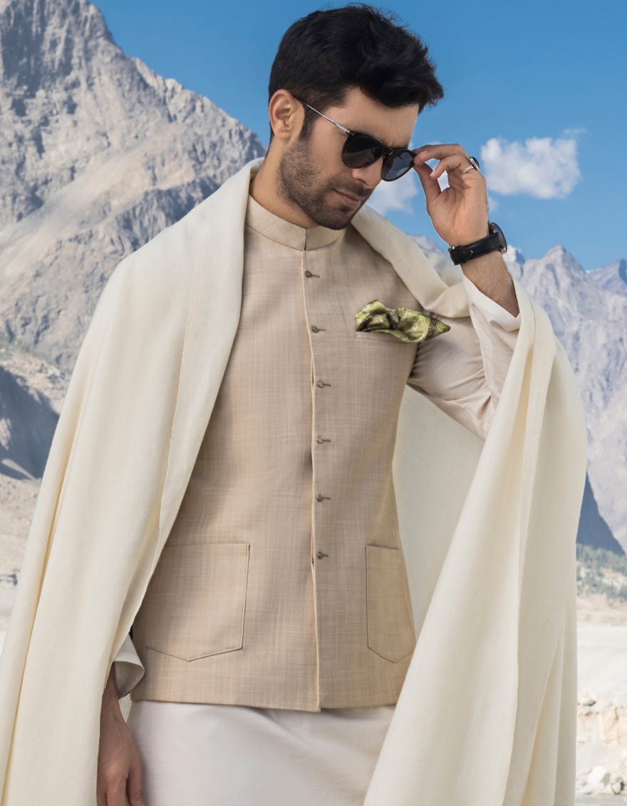 CREAM BLENDED MEN SHAWL | JJID-SHAWL