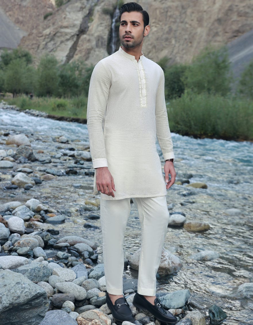 Grey Cotton Men's Kurta Pajama | Jjkp-A-90383
