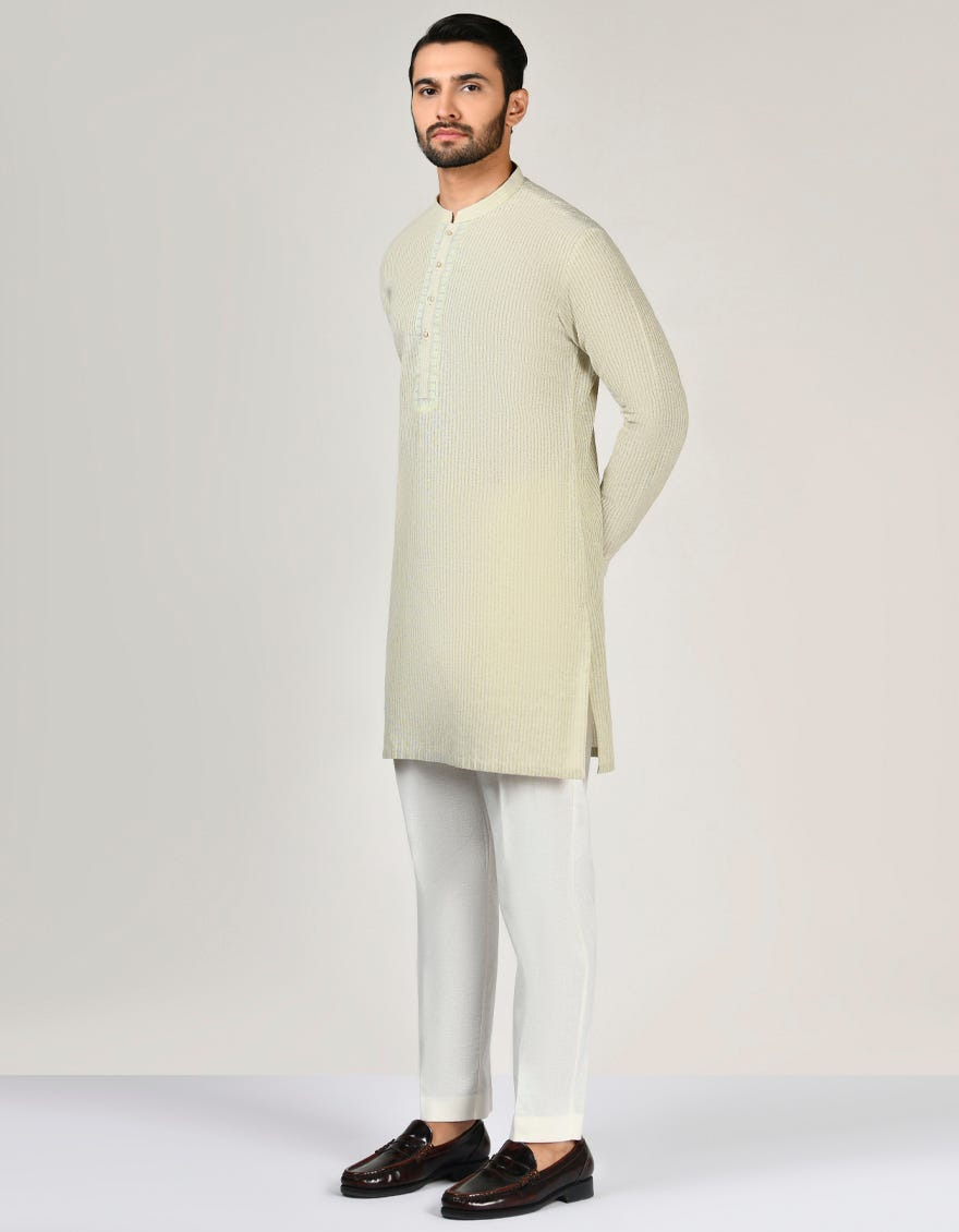 Green Cotton Men's Kurta Pajama | Jjkp-A-90387