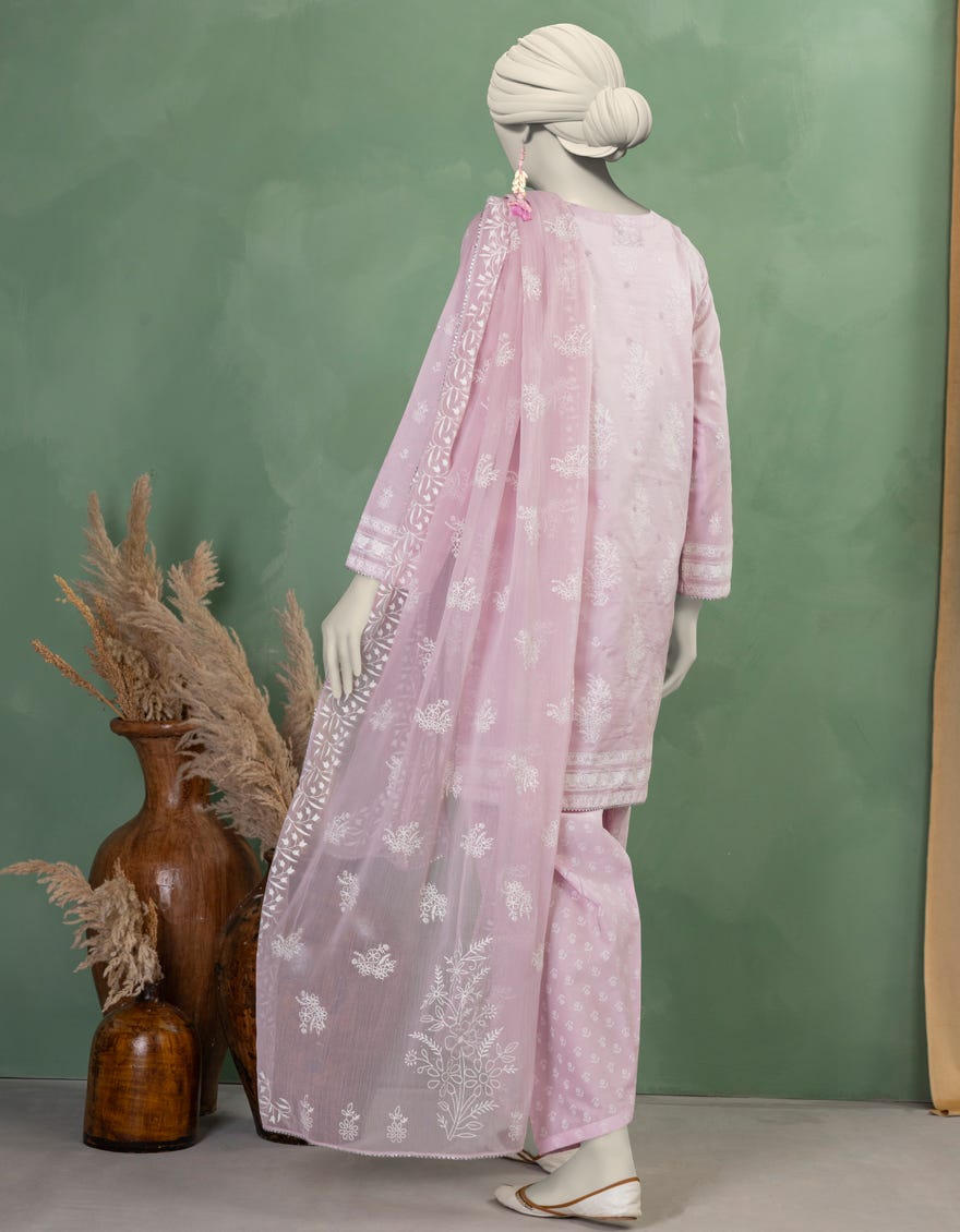 PINK LAWN EMBROIDERED UNSTITCHED 3PC