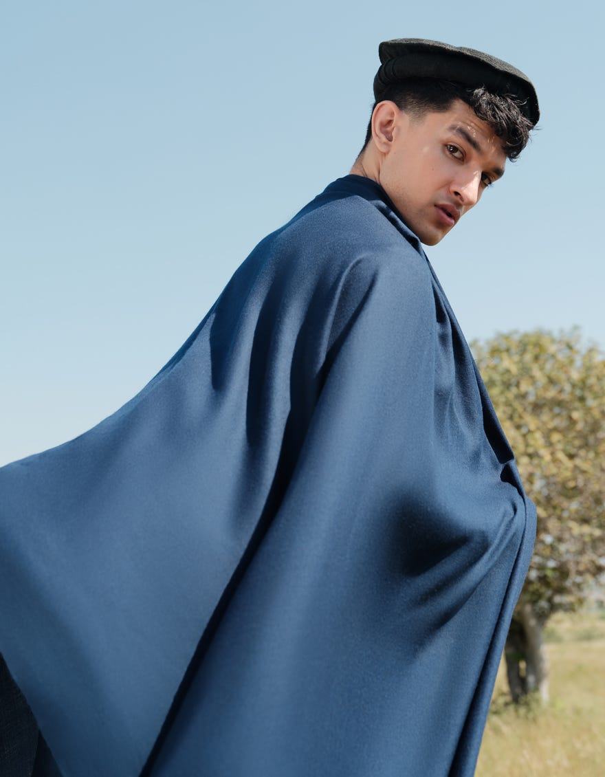 NAVY BLENDED MEN SHAWL | JJID-SHAWL-W-9736