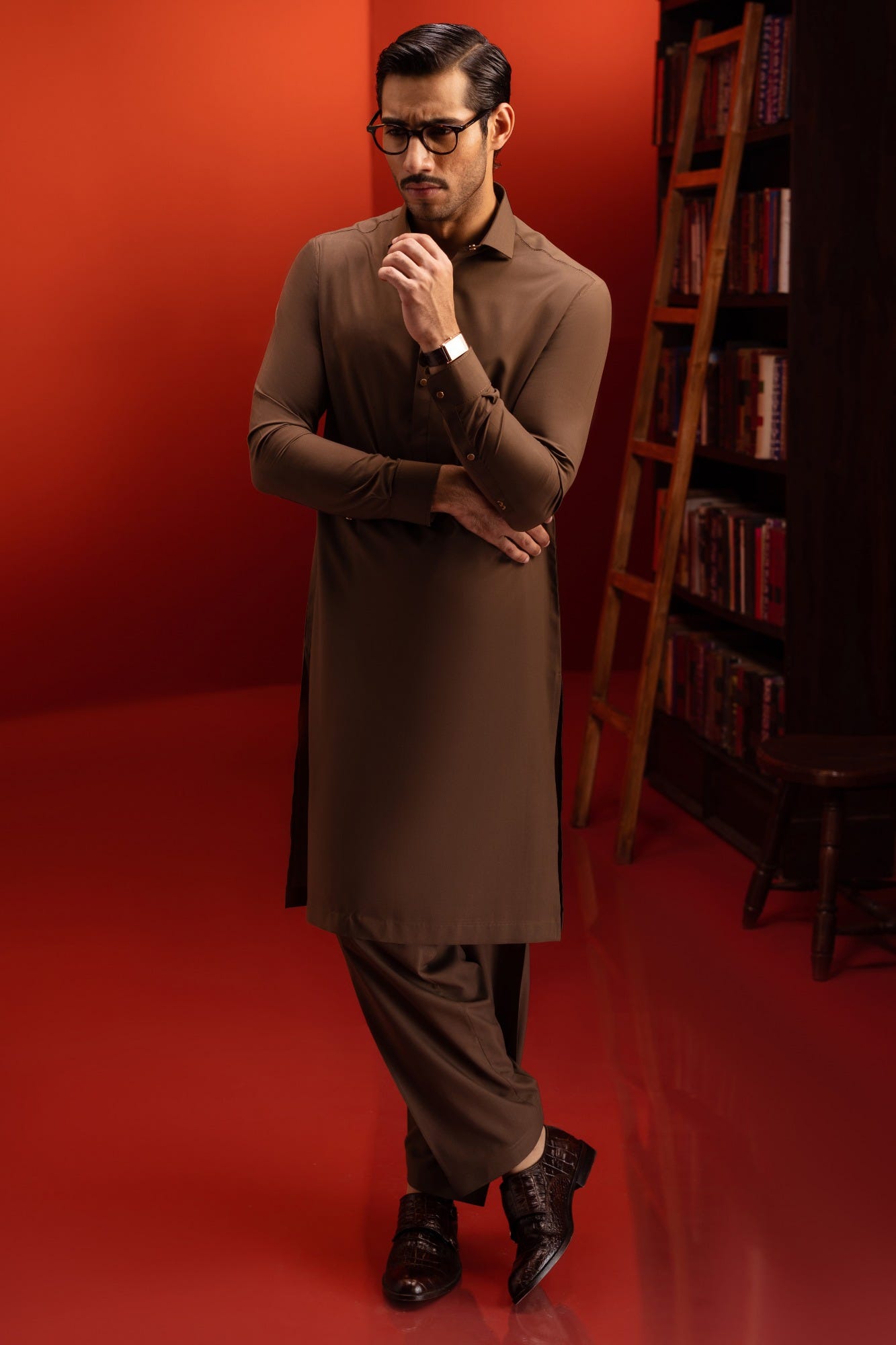 albania-brown-polyester-kameez-shalwar