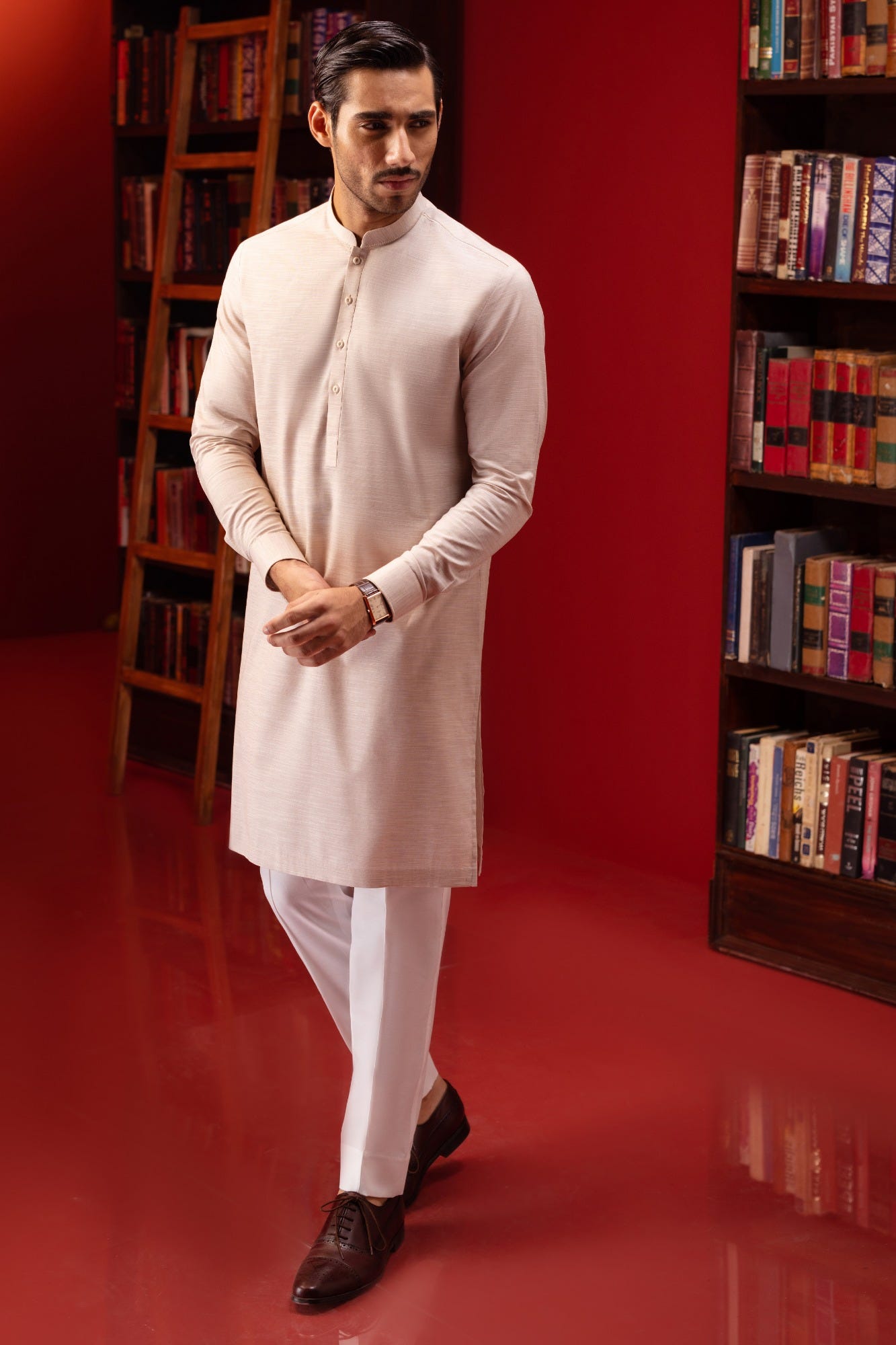 austria-light-brown-cotton-kurta-trouser
