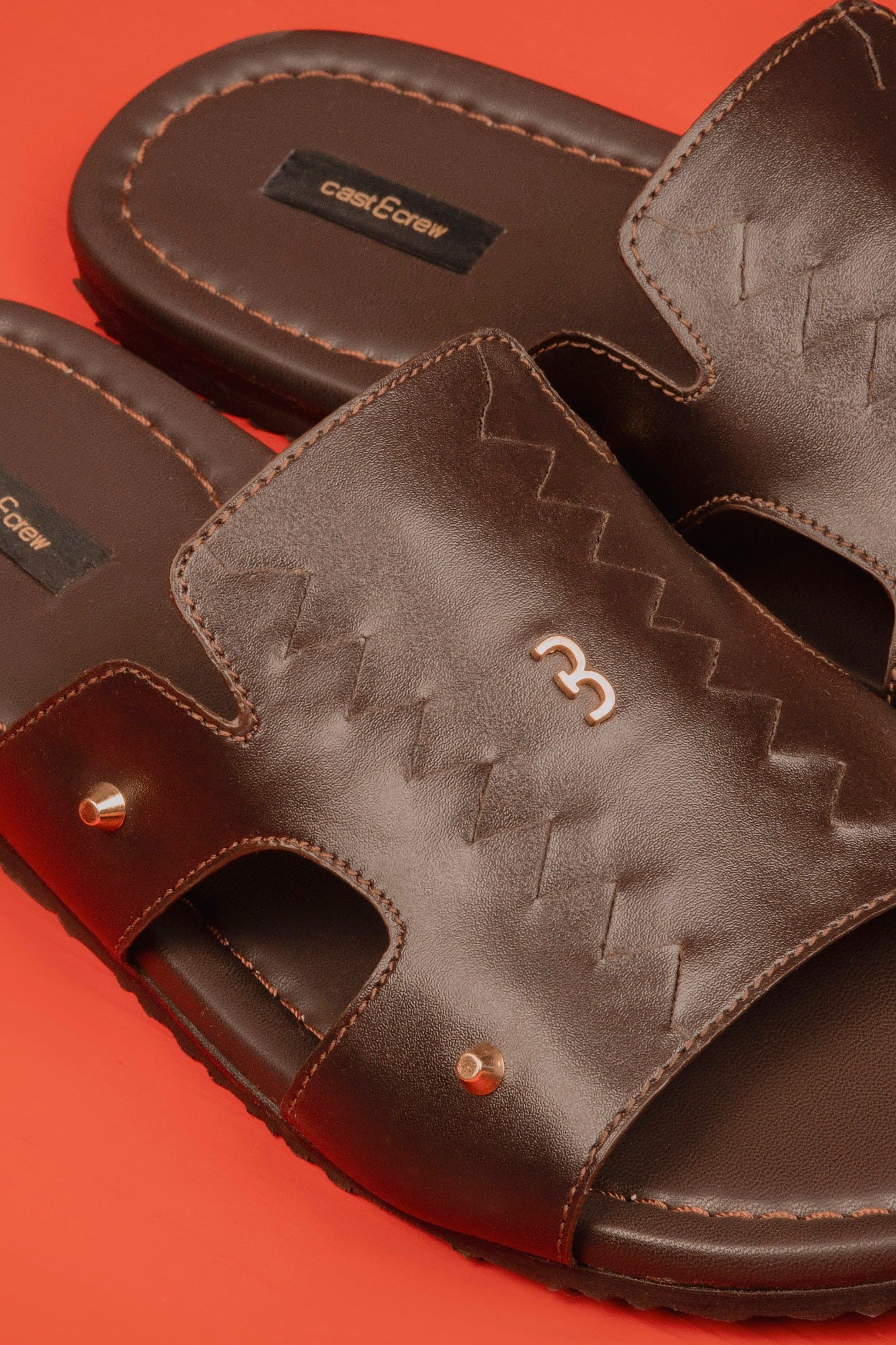 COFFEE BROWN BRAIDED LEATHER SANDALS | CCFW-MS-004