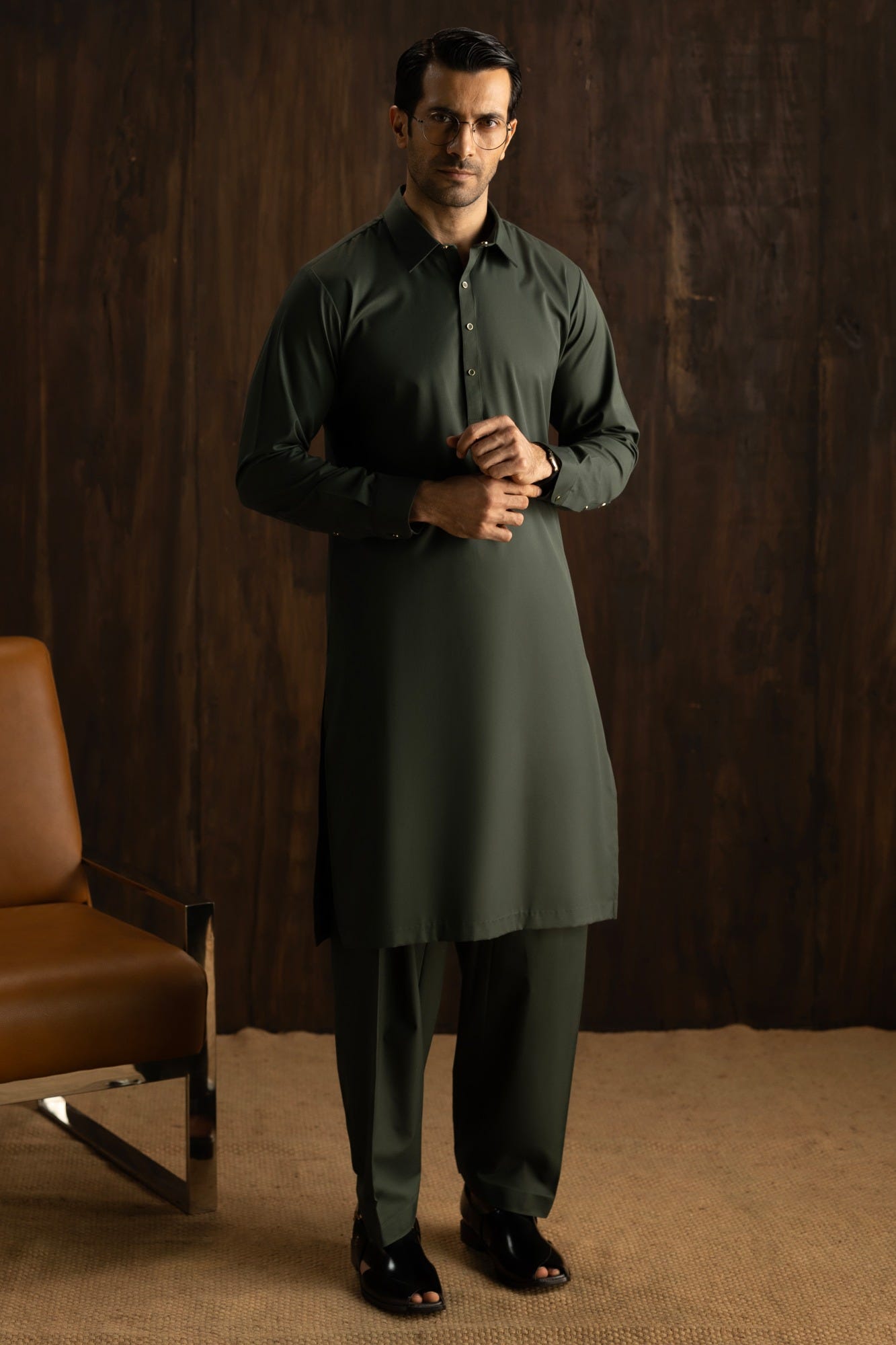 MALMO - MILITARY GREEN EXCLUSIVE KAMEEZ SHALWAR