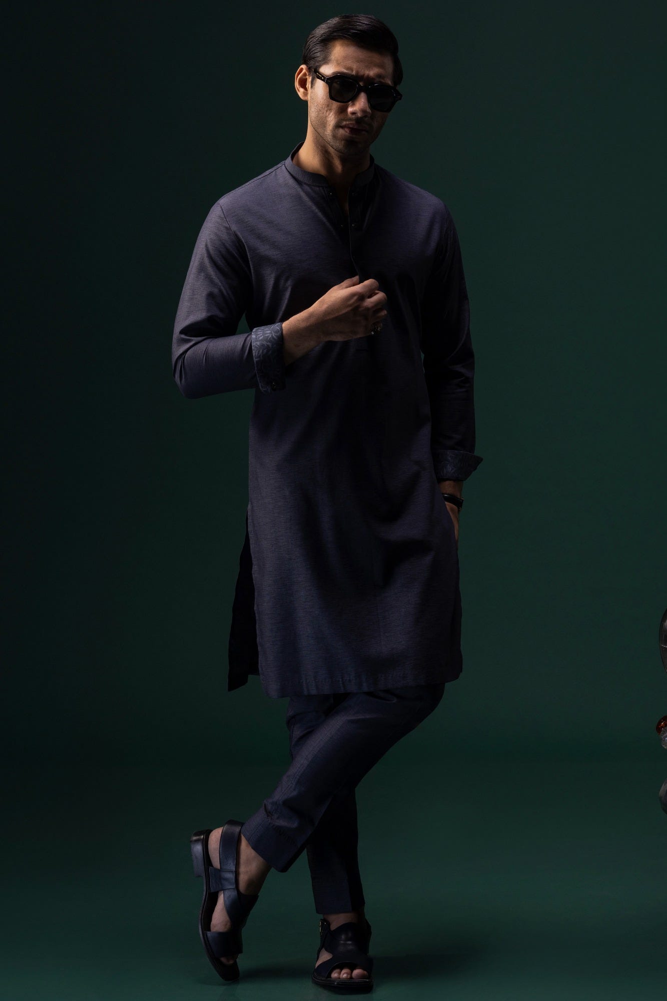 COSTA RICA - STONE BLUE COTTON KURTA TROUSER