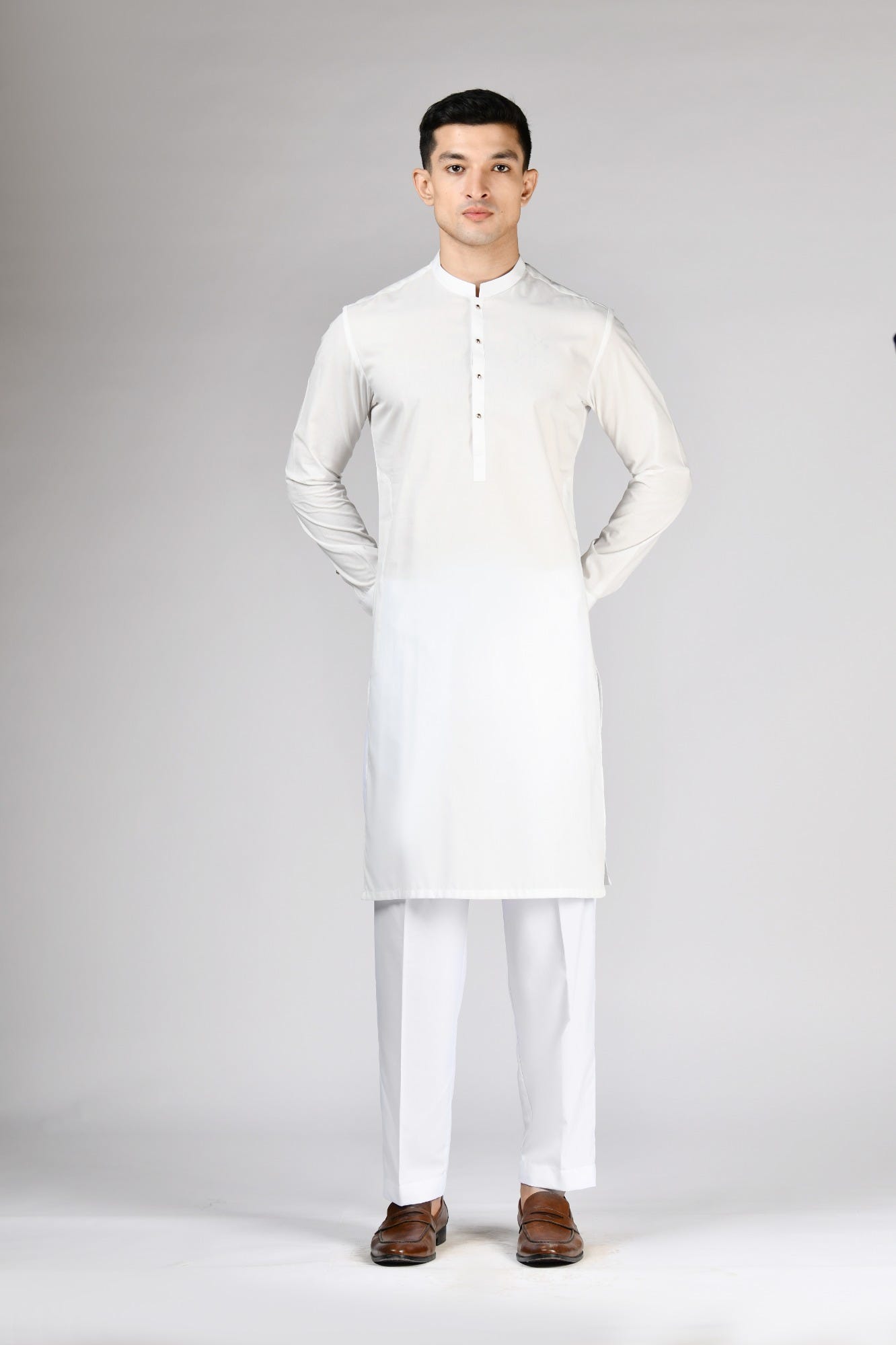 OFF WHITE BLENDED KURTA PAJAMA | JJKP-A-47331