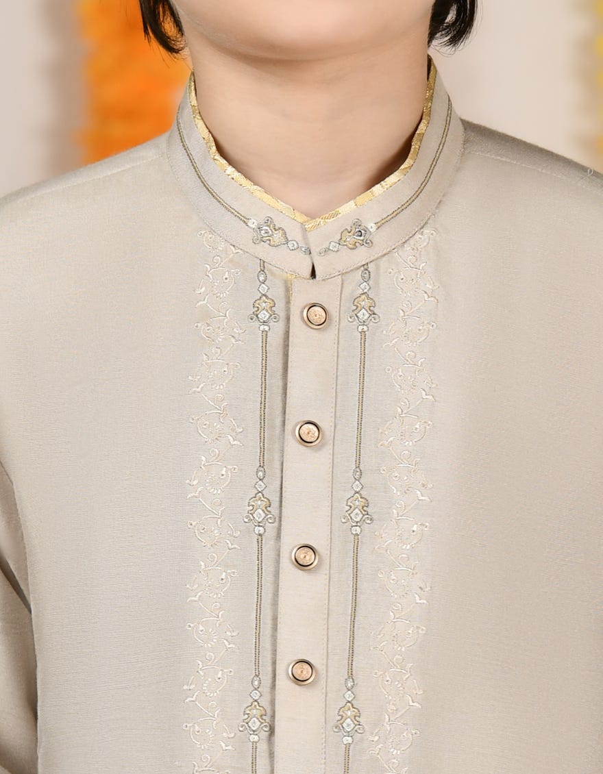 Fawn Blended Special Kid's Kurta | Jck-Sp-A-48167