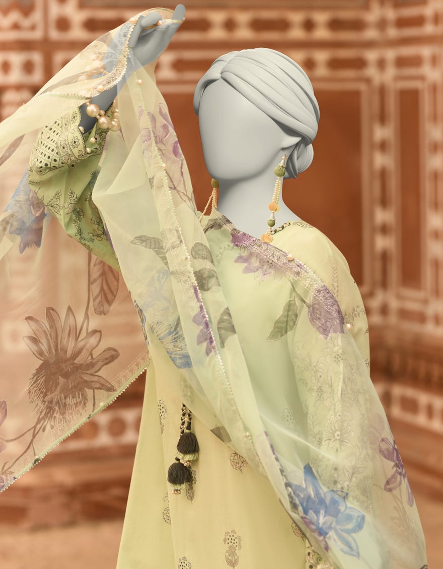 GREEN LAWN PRINTED UNSTITCHED 2PC | JLAWN-S-JDS-25-1042