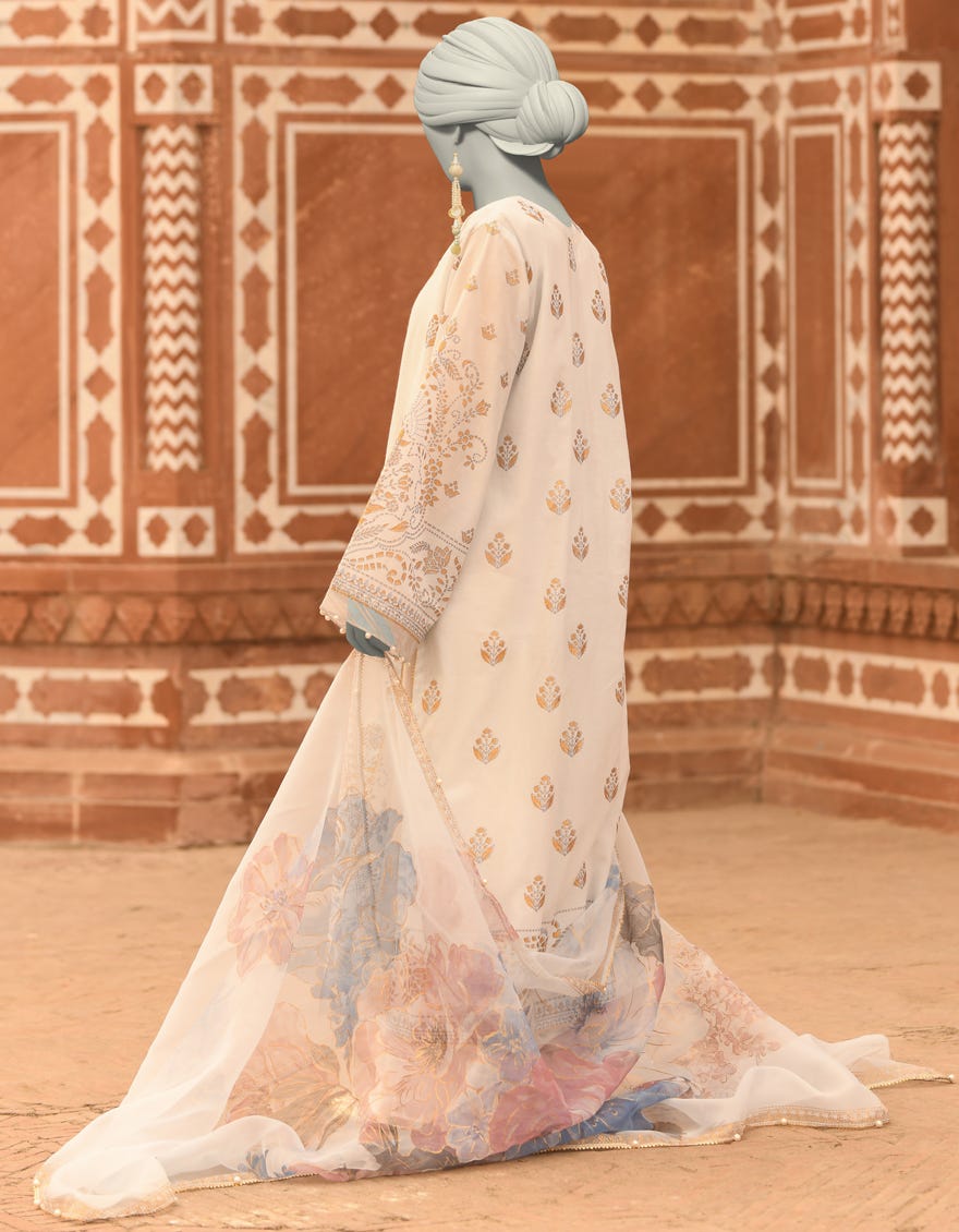 BLUE LAWN PRINTED UNSTITCHED 2PC | JLAWN-S-JDS-25-1043