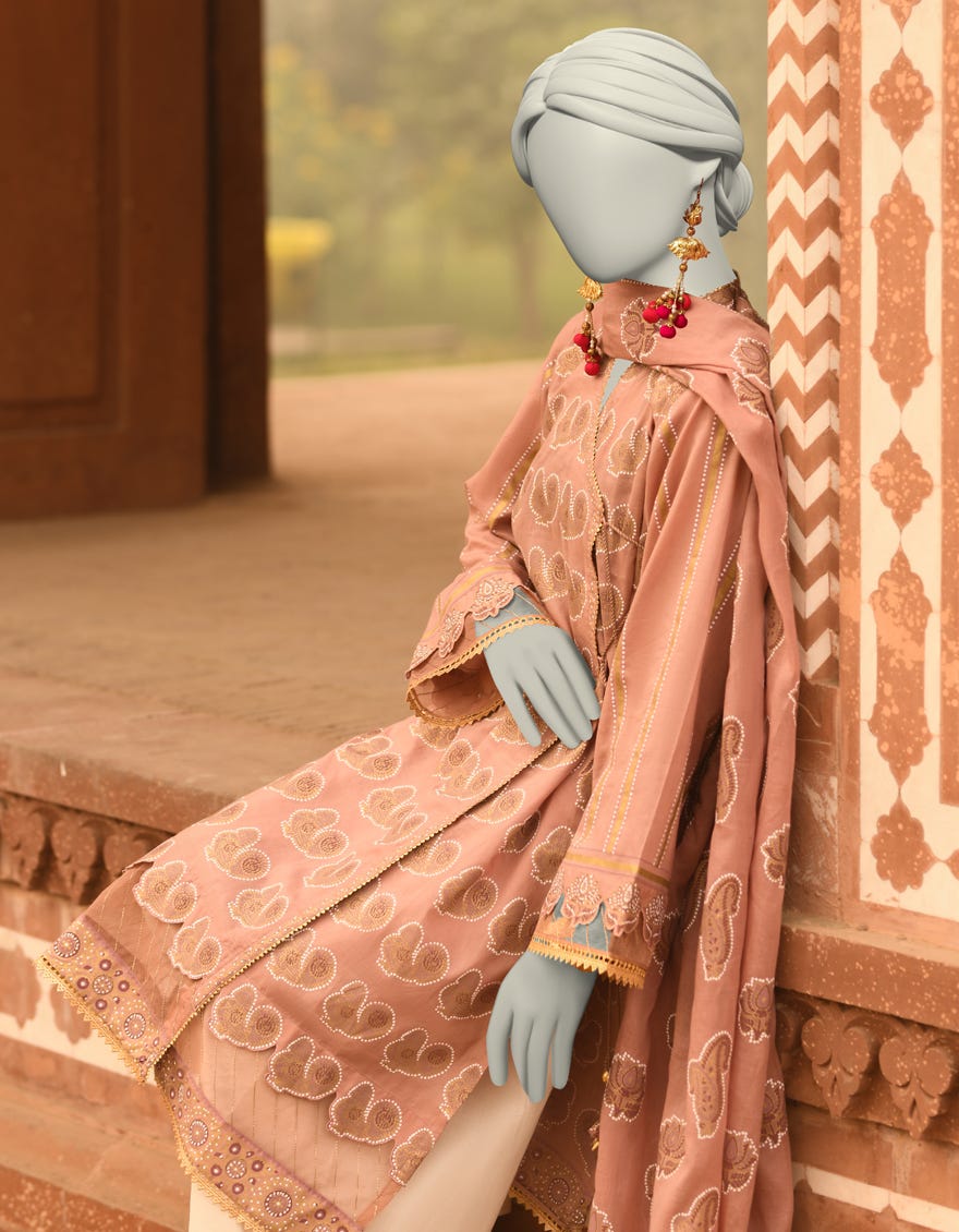 PINK LAWN PRINTED UNSTITCHED 2PC | JLAWN-S-JDS-25-1050