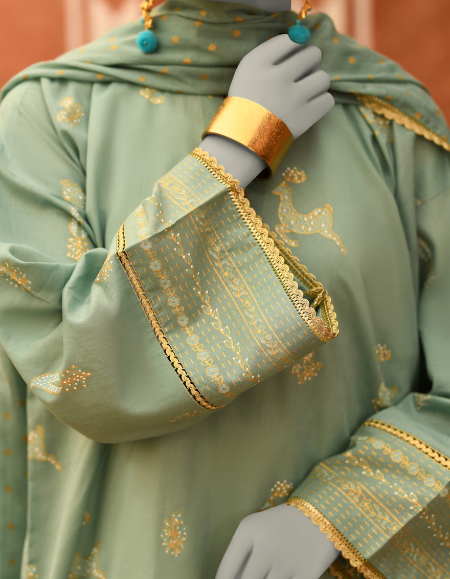 GREEN LAWN PRINTED UNSTITCHED 2PC | JLAWN-S-JDS-25-1051