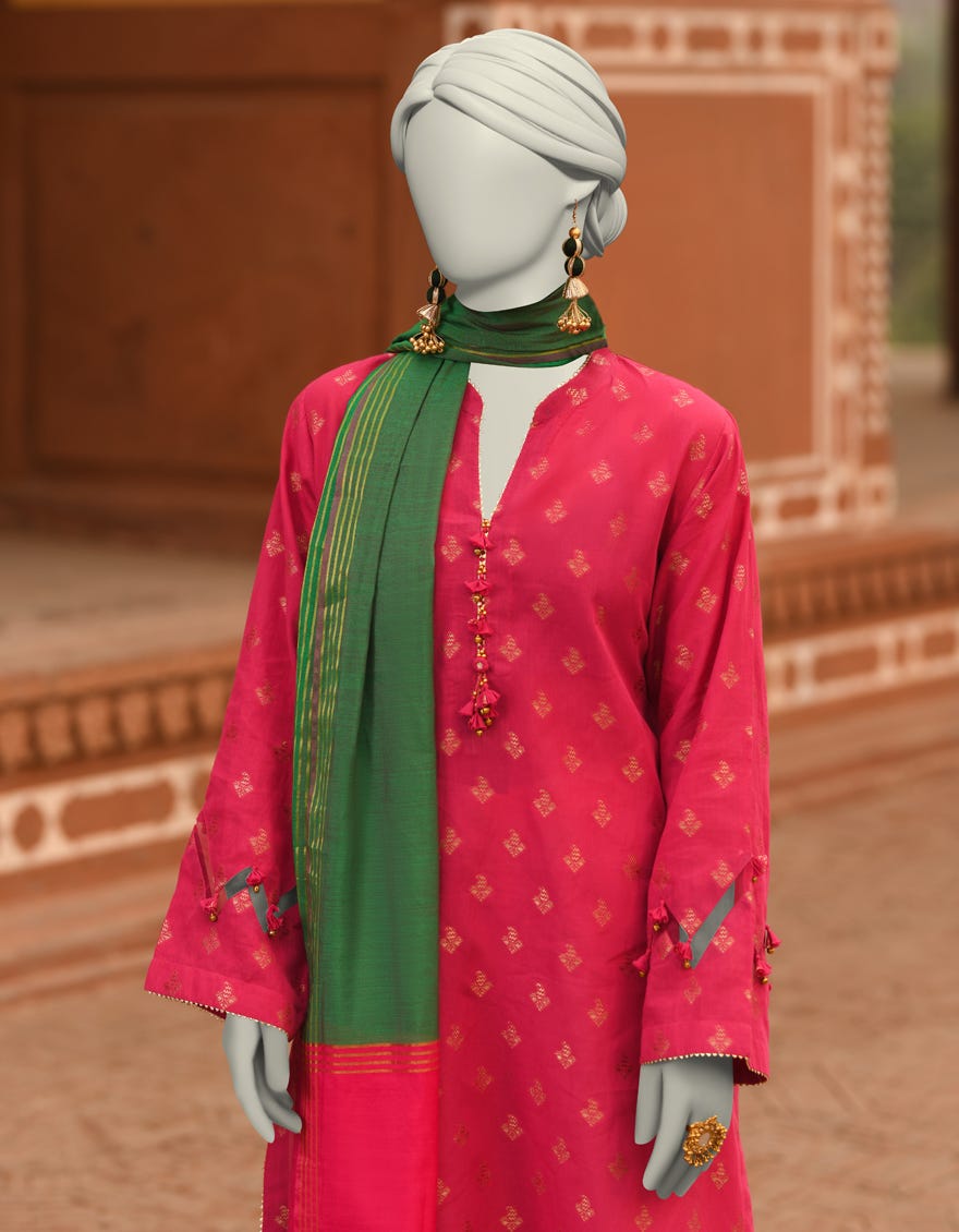 PINK LAWN DYED UNSTITCHED 2PC | JLAWN-S-JDS-25-1054